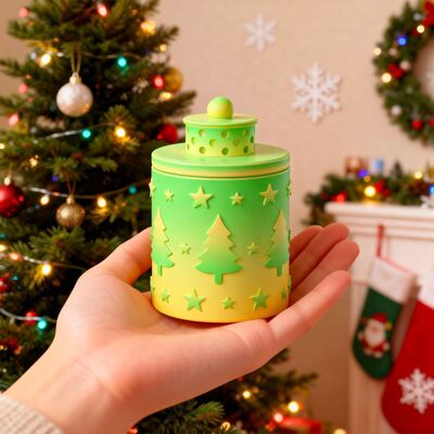 Relief Christmas Tree Elk Snow Column Storage Can DIY Aromatherapy Gypsum Candle Cup Silicone Mold