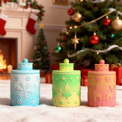 Relief Christmas Tree Elk Snow Column Storage Can DIY Aromatherapy Gypsum Candle Cup Silicone Mold