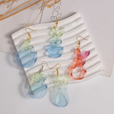 Easter Glue Small Animal Series Earrings Silicone Mold Easter Egg White Rabbit Chick Cat Pendant Hanging