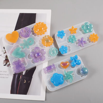 DIY crystal dropper hair clip ring bracelet silicone mold flower windmill fruit heart patch grinder