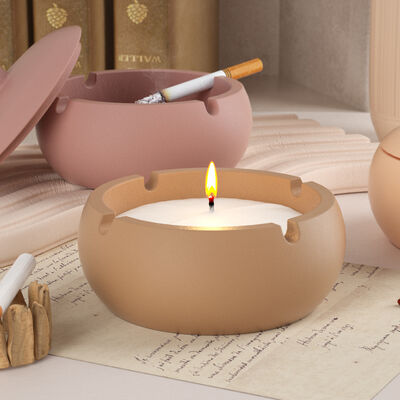 Crystal dropper glue circular covered ashtray storage can DIY gypsum incense burner candle cup silicone mold