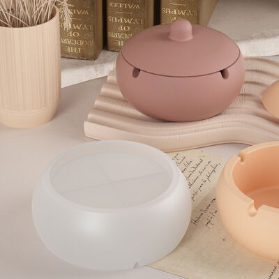 Crystal dropper glue circular covered ashtray storage can DIY gypsum incense burner candle cup silicone mold