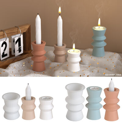 DIY resina de cemento yeso base de vela de plátano geometría ins soporte de vela cono de viento silicona molde