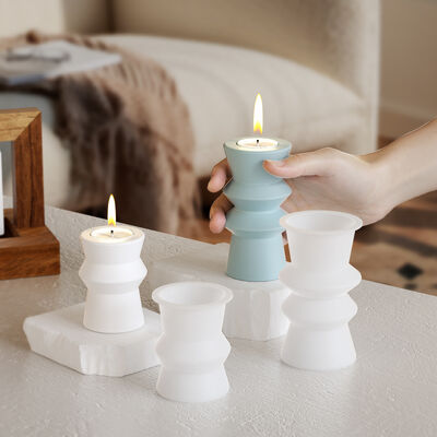 DIY resina de cemento yeso base de vela de plátano geometría ins soporte de vela cono de viento silicona molde