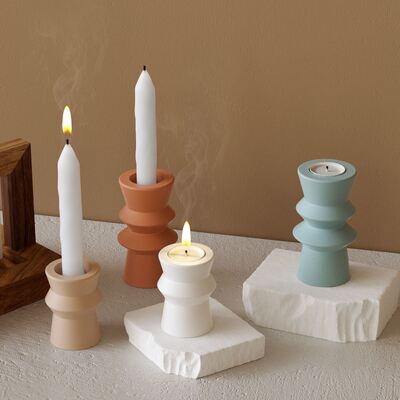 DIY resina de cemento yeso base de vela de plátano geometría ins soporte de vela cono de viento silicona molde