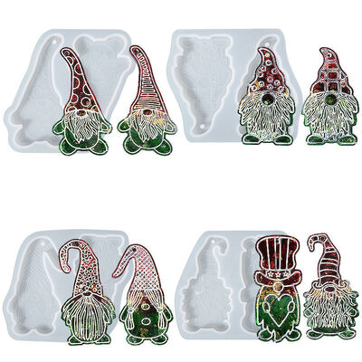 DIY crystal dropper resin gypsum grinding tool, two continuous bearded Santa Claus pendant silicone mold