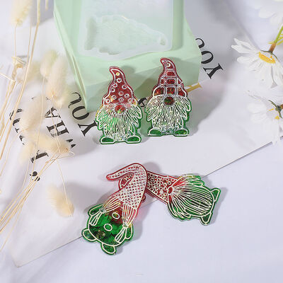 DIY crystal dropper resin gypsum grinding tool, two continuous bearded Santa Claus pendant silicone mold