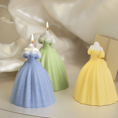 Aromaterapia bricolaje velas de yeso herramienta de molienda vestido de princesa boda puff vestido de noche pastel de silicona moho