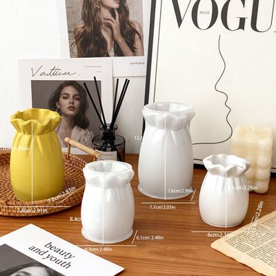 Ins Fengfu Bag Vase Silicone Mold Handmade DIY Aromatherapy Gypsum Cement Flower Arrangement Device Storage Can Decoration Mold