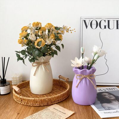 Ins Fengfu Bag Vase Silicone Mold Handmade DIY Aromatherapy Gypsum Cement Flower Arrangement Device Storage Can Decoration Mold