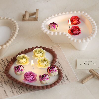 DIY Drip Glue Resin Beads Lace Love Storage Dish Aromatherapy Gypsum Candle Cup Silicone Mold