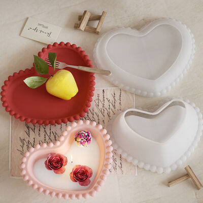 DIY Drip Glue Resin Beads Lace Love Storage Dish Aromatherapy Gypsum Candle Cup Silicone Mold