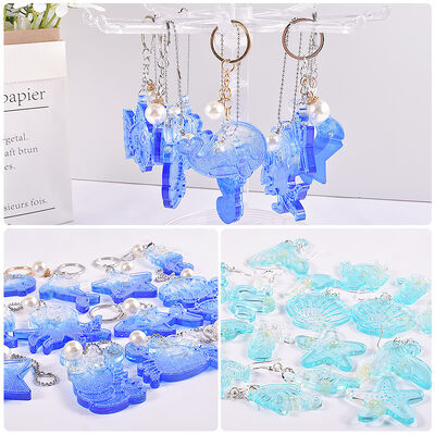 Pegamento por goteo DIY orejas de resina de viento del océano colgante de silicona de molde concha de medusa herramienta de molienda de animales marinos