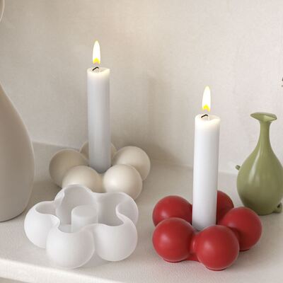 Minimalist Ins style Bubble Cloud Petals Flower Candlestick Silicone Mold DIY Aromatherapy Gypsum Mold