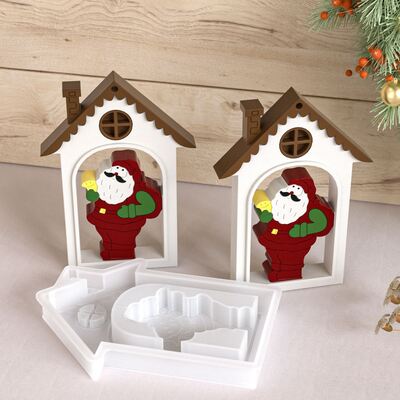 DIY Christmas Santa Claus House Listing Aromatherapy Gypsum Platform Decoration Pendant Silicone Mold
