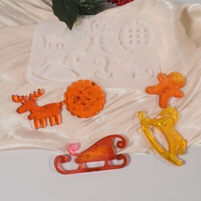 El alce de Navidad el hombre de pan de jengibre el anciano el caballo de nieve el ángel colgante el llavero el cierre el molde de silicona