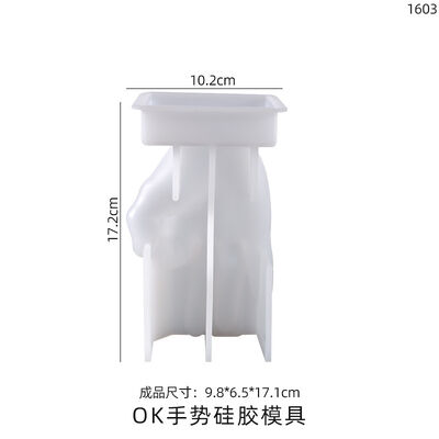 DIY Crystal Dropping Resin Mold OK Thumb Scissors Hand Gesture Table Candle Silicone Mold