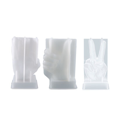 DIY Crystal Dropping Resin Mold OK Thumb Scissors Hand Gesture Table Candle Silicone Mold