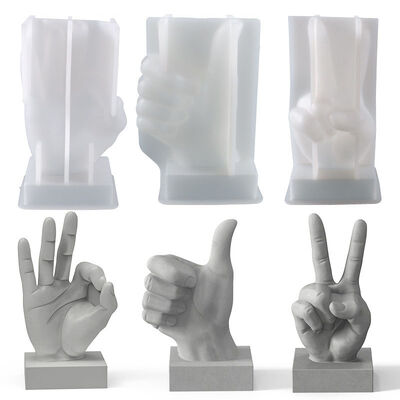 DIY Crystal Dropping Resin Mold OK Thumb Scissors Hand Gesture Table Candle Silicone Mold