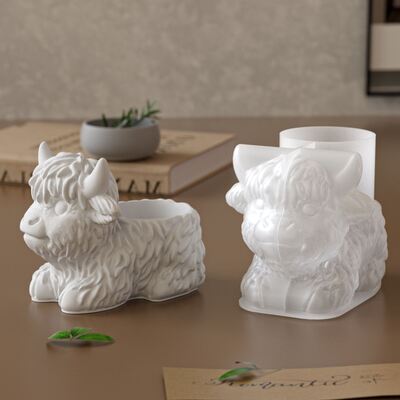 Factory direct sales potted silicone mold DIY cow flower pot storage can candle cup gypsum mold