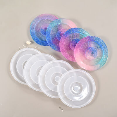 DIY crystal dropper resin gypsum coaster circular coaster holder storage box mirror silicone mold
