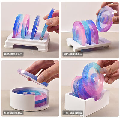 DIY crystal dropper resin gypsum coaster circular coaster holder storage box mirror silicone mold