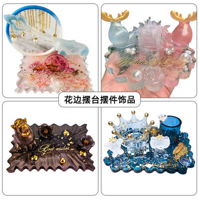DIY crystal dropper mold, table decoration, square lace table, mirror silicone mold