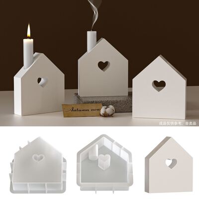 Hollow out love house candle holder silicone mold DIY aromatherapy gypsum candle holder decoration mold