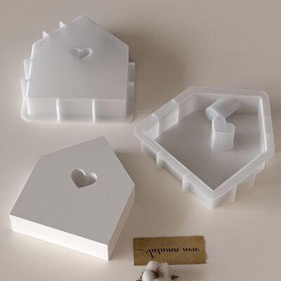 Hollow out love house candle holder silicone mold DIY aromatherapy gypsum candle holder decoration mold