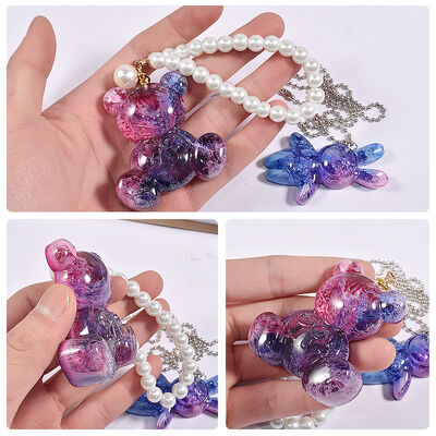DIY Drop Glue Cartoon Doll Love Heartbeat Little Rabbit Doll Little Bear Keychain Pendant Silicone Mold