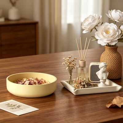 Ins Wind Belt Corner Tray Circular Storage Bowl Silicone Mold DIY Aromatherapy Candle Gypsum Jewelry Plate Storage Mold
