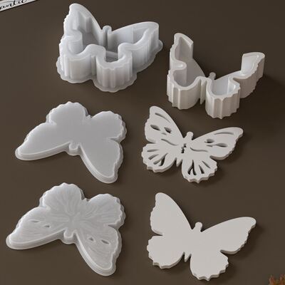 Manufacturer direct sales silicone mold wholesale DIY hollow flat butterfly vase decoration gypsum mold