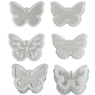 Manufacturer direct sales silicone mold wholesale DIY hollow flat butterfly vase decoration gypsum mold