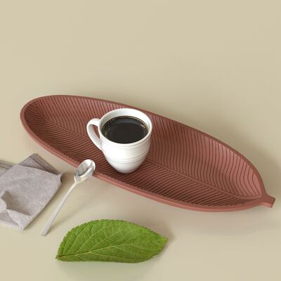 DIY Aromatherapy Gypsum Dropping Glue Cement Leaf Tray Striped Leaf Dish Ornament Silicone Mold