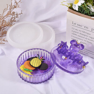 DIY Drip Glue Gypsum Stacking Music Circular Stripe Storage Box Simple Multi layer Storage Can Silicone Mold