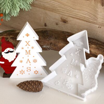 Decoración de árbol de Navidad Santa Claus Molde de silicona DIY Aromaterapia de Navidad Molde de vela de yeso