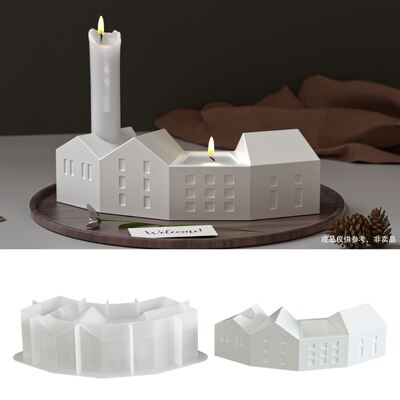 DIY Nordic Christmas House Half Moon Gypsum House Candlestick Candlestick Container Decoration Silicone Mold