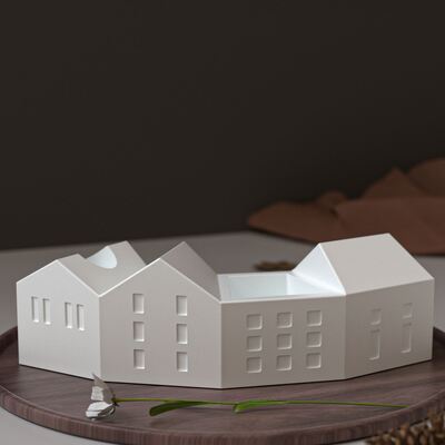 DIY Nordic Christmas House Half Moon Gypsum House Candlestick Candlestick Container Decoration Silicone Mold