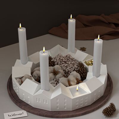DIY Nordic Christmas House Half Moon Gypsum House Candlestick Candlestick Container Decoration Silicone Mold