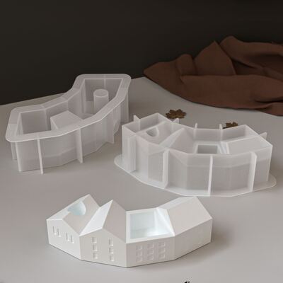 DIY Nordic Christmas House Half Moon Gypsum House Candlestick Candlestick Container Decoration Silicone Mold