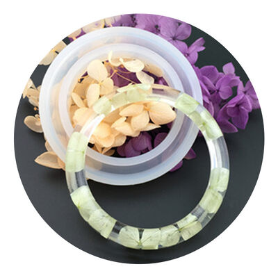 Molde de pulseras de silicona para la artesanía de bricolaje, acabado espejo de alto brillo, pulseras de flores secas de resina cristalina, mayorista de fábrica