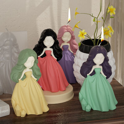 DIY Mirror Stereoscopic Little Princess Stage Candle Grinding Tool Skirt Portrait Base Dropping Silicone Mold