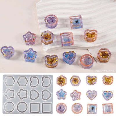 DIY Drip Glue Star Love Circle Hexagonal Flowing Sand Pendant Hanging Keychain Swinging Music Silicone Mold