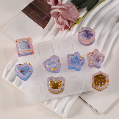 DIY Drip Glue Star Love Circle Hexagonal Flowing Sand Pendant Hanging Keychain Swinging Music Silicone Mold