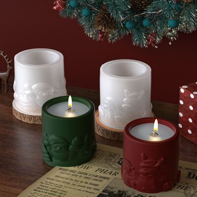 Gypsum storage jar, flower pot, silicone mold, DIY Santa Claus snowman, candle cup, drip glue mold