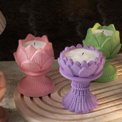 Crystal dropper gypsum cement three-dimensional lotus ground gypsum candle cup flower bud candle container silicone mold