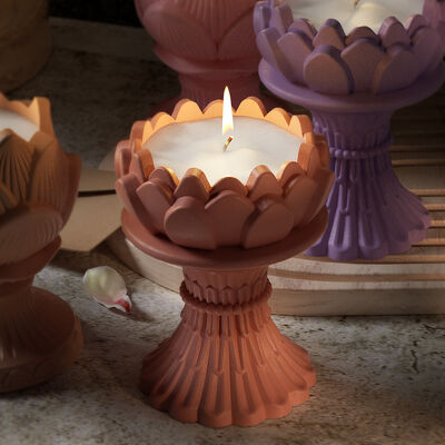 Crystal dropper gypsum cement three-dimensional lotus ground gypsum candle cup flower bud candle container silicone mold