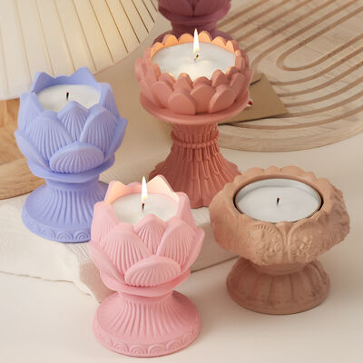 Crystal dropper gypsum cement three-dimensional lotus ground gypsum candle cup flower bud candle container silicone mold