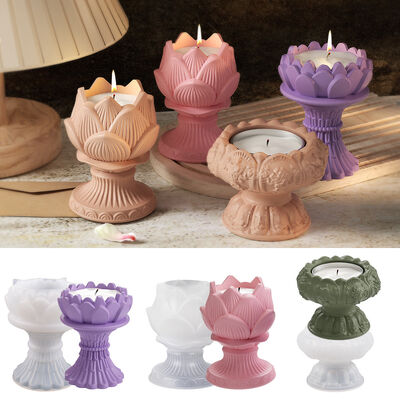 Crystal dropper gypsum cement three-dimensional lotus ground gypsum candle cup flower bud candle container silicone mold