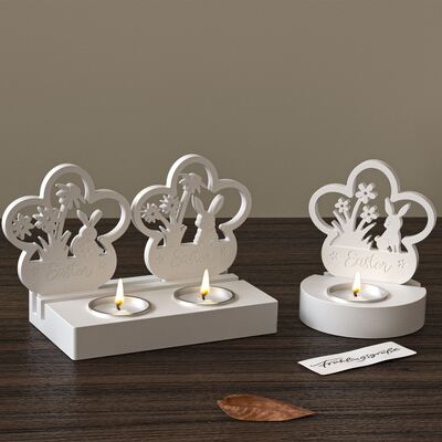 Easter Hot Candlestick Silicone Mold DIY Flower Grass Rabbit Insert Board Pendant Gypsum Mold